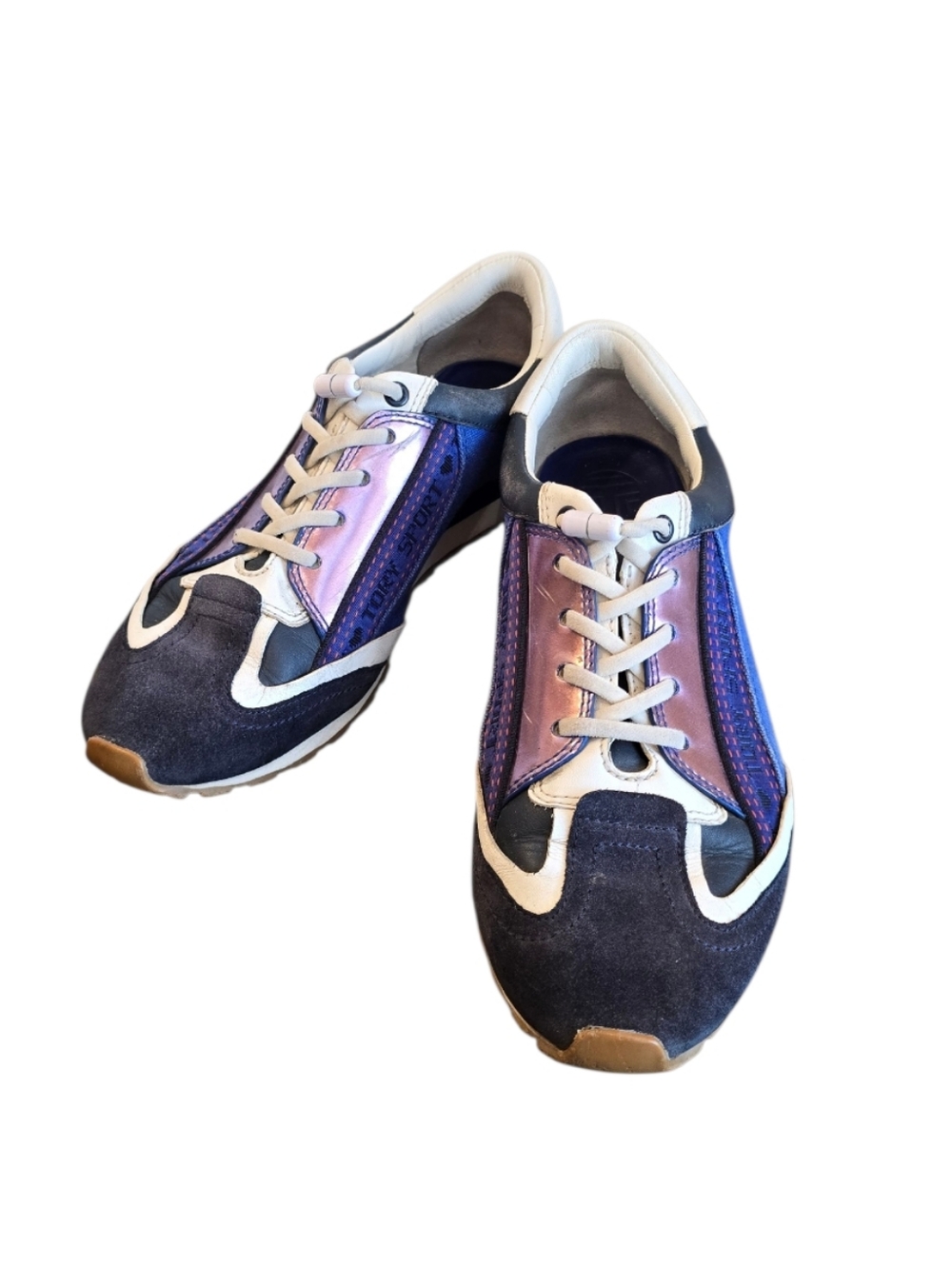 Tory Burch Sport Banner Trainer Navy Blue Sneakers 8.5